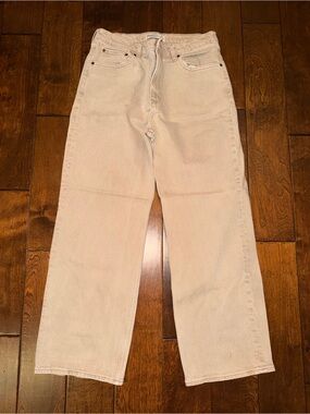 Abercrombie & Fitch Wide-Leg Jeans in Light Beige